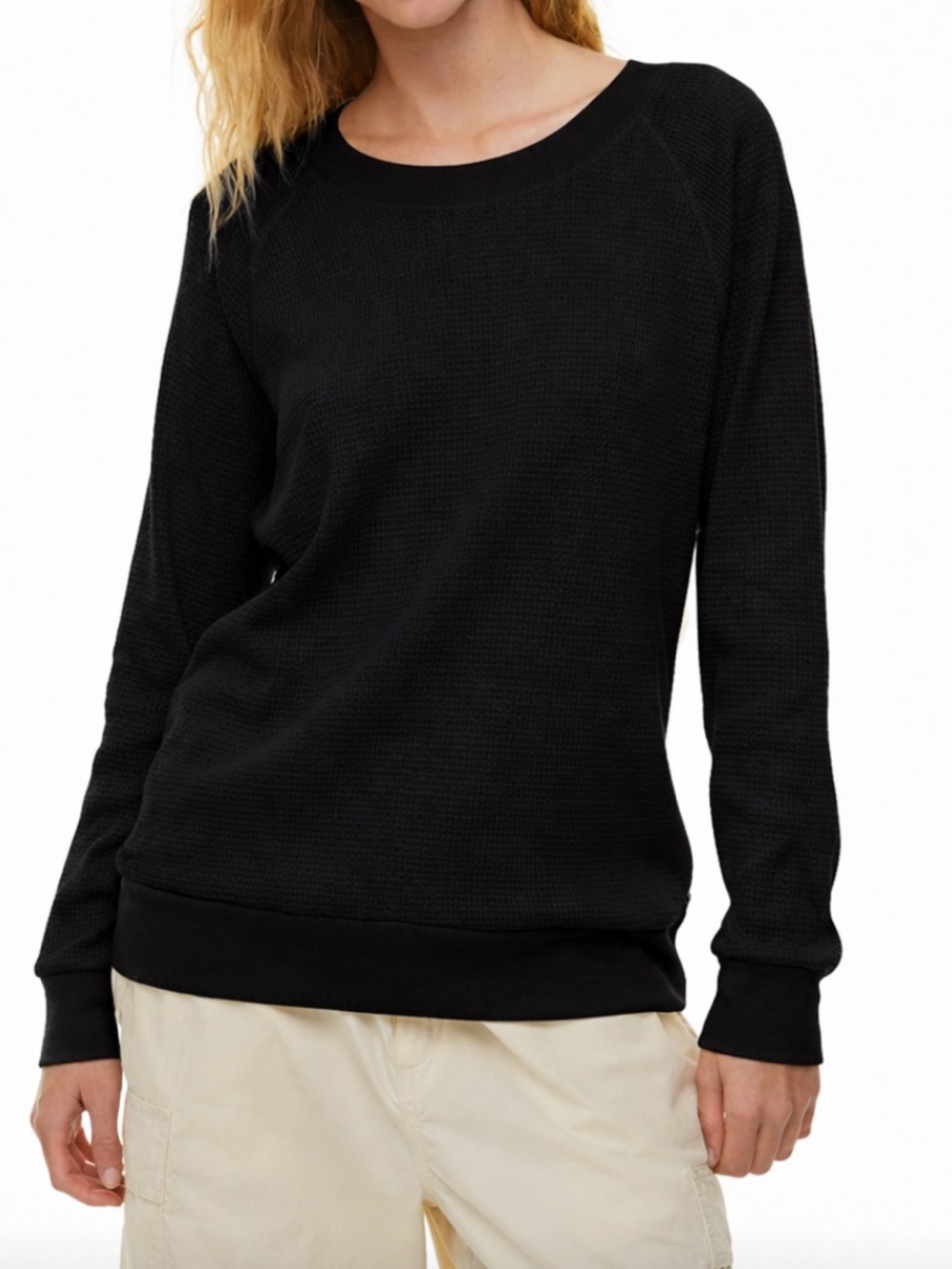 TNA Waffle Raglan Longsleeve in Black